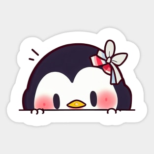 Sneaky japanese penguin so cute Sticker